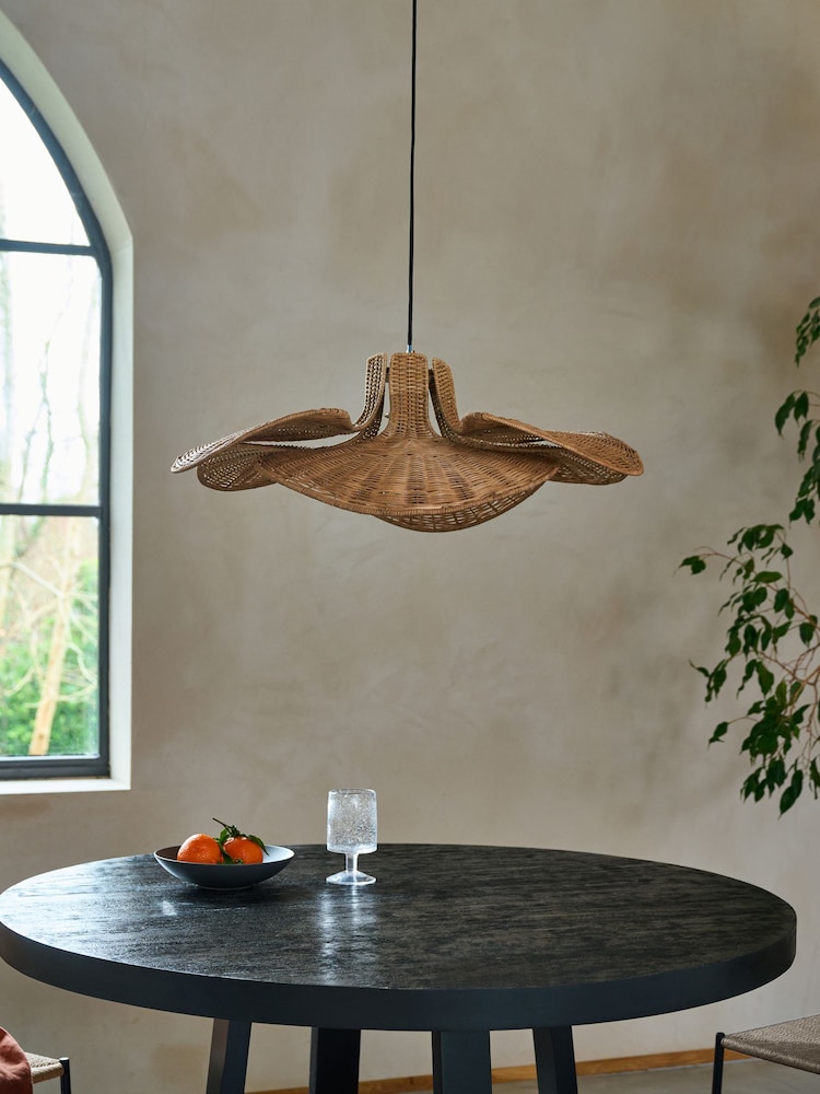 French Connection Natural Rattan Kylo Ceiling Pendant Light - Image 2 of 5 French Connection Natural Rattan Kylo Ceiling Pendant Light - Image 2 of 5