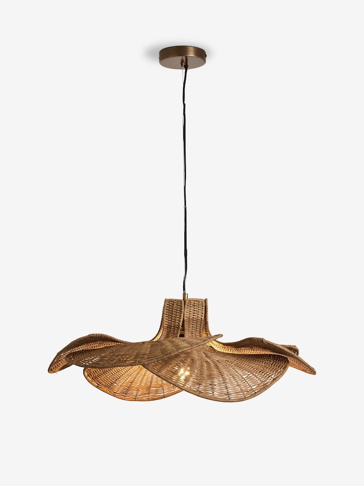 French Connection Natural Rattan Kylo Ceiling Pendant Light - Image 5 of 5