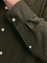 Charles Tyrwhitt Dark Green Regular Fit Plain Button-Down Stretch Washed Oxford Shirt - Image 5 of 7