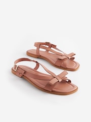 Nude Regular/Wide Fit Forever Comfort ® Leather Bow Sandals - Image 4 of 7