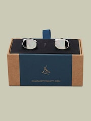 Charles Tyrwhitt Grey Mother Of Pearl And Onyx Oval Cufflink - Image 2 of 2