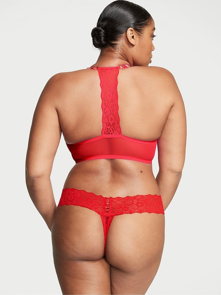 Victoria's Secret Lipstick Red Lace Up Thong Knickers - Image 2 of 4