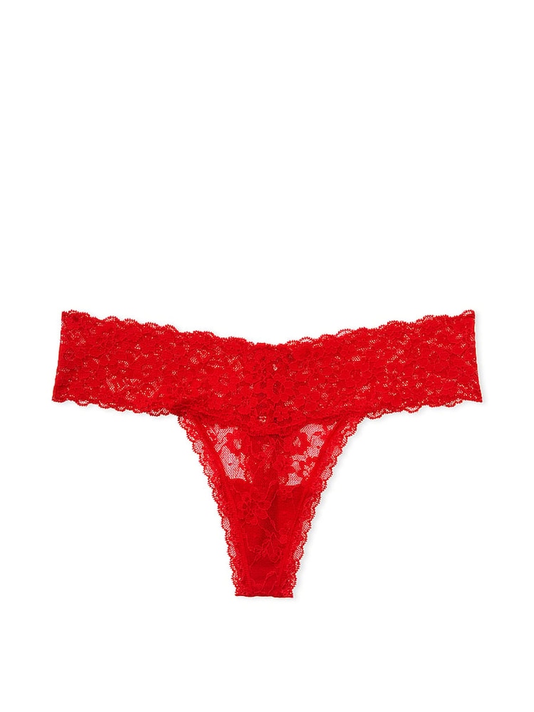 Victoria's Secret Lipstick Red Lace Up Thong Knickers - Image 4 of 4