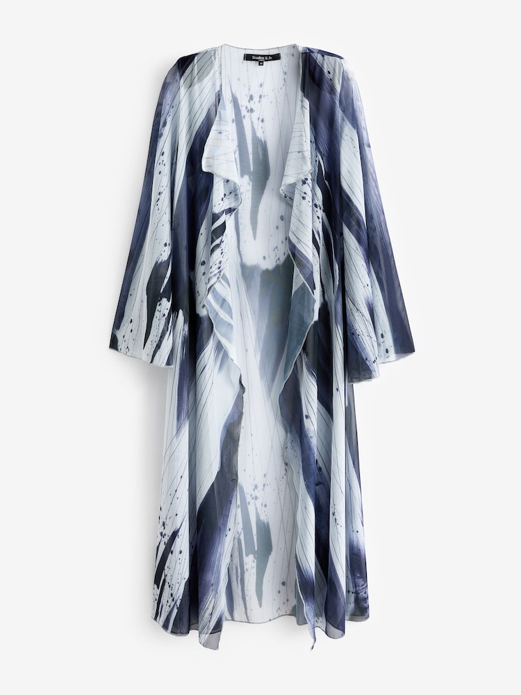 Schwarz und weiß - Scarlett & Jo Waterfall Kimono aus Mesh - Bild 5 von 5