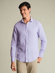 Charles Tyrwhitt Purple Pure Linen Classic Fit Shirt - Image 1 of 5
