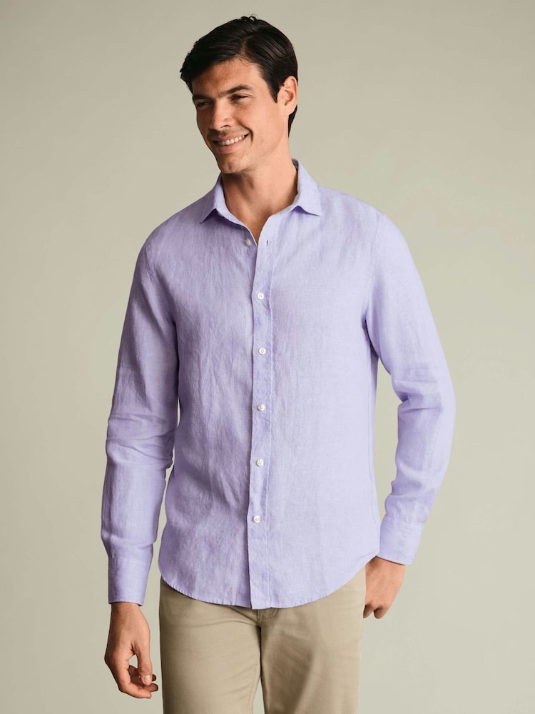 Charles Tyrwhitt Purple Pure Linen Classic Fit Shirt - Image 1 of 5 Charles Tyrwhitt Purple Pure Linen Classic Fit Shirt - Image 1 of 5