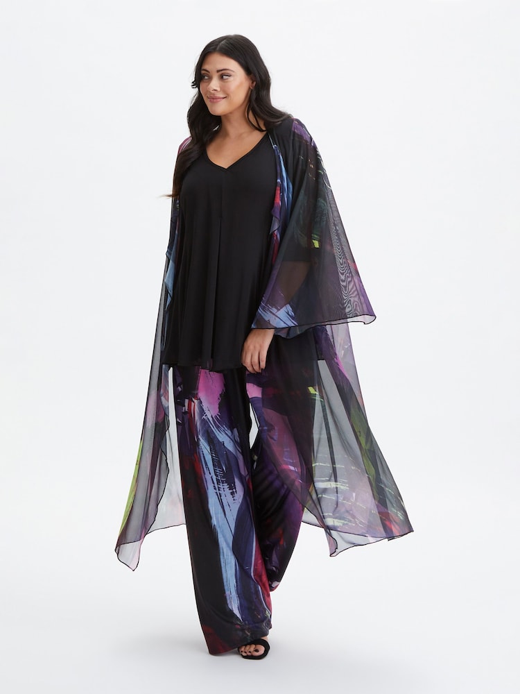 Scarlett & Jo Black Waterfall Mesh Kimono Cover-up - Image 1 of 1