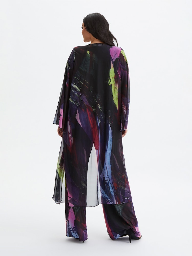 Scarlett & Jo Black Waterfall Mesh Kimono Cover-up - Image 2 of 4