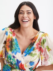 Scarlett & Jo Cream Multi Floral Isabelle Angel Sleeve Maxi Dress - Image 4 of 4
