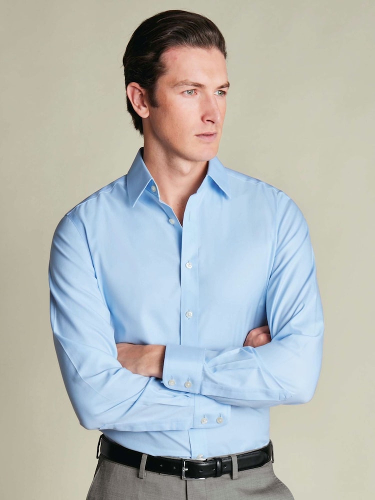 Charles Tyrwhitt Blue Non- Iron Twill Extra Slim Fit Shirt - Image 1 of 10