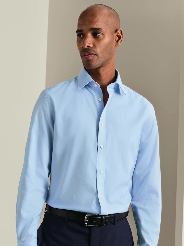 Charles Tyrwhitt Blue Non- Iron Twill Extra Slim Fit Shirt - Image 2 of 10