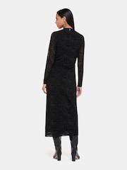 Whistles Optical Wiggle Mesh Black Dress - Image 2 of 5