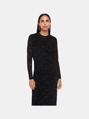 Whistles Optical Wiggle Mesh Black Dress - Image 3 of 5