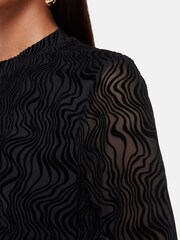 Whistles Optical Wiggle Mesh Black Dress - Image 4 of 5