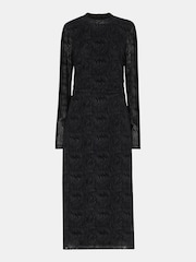 Whistles Optical Wiggle Mesh Black Dress - Image 5 of 5