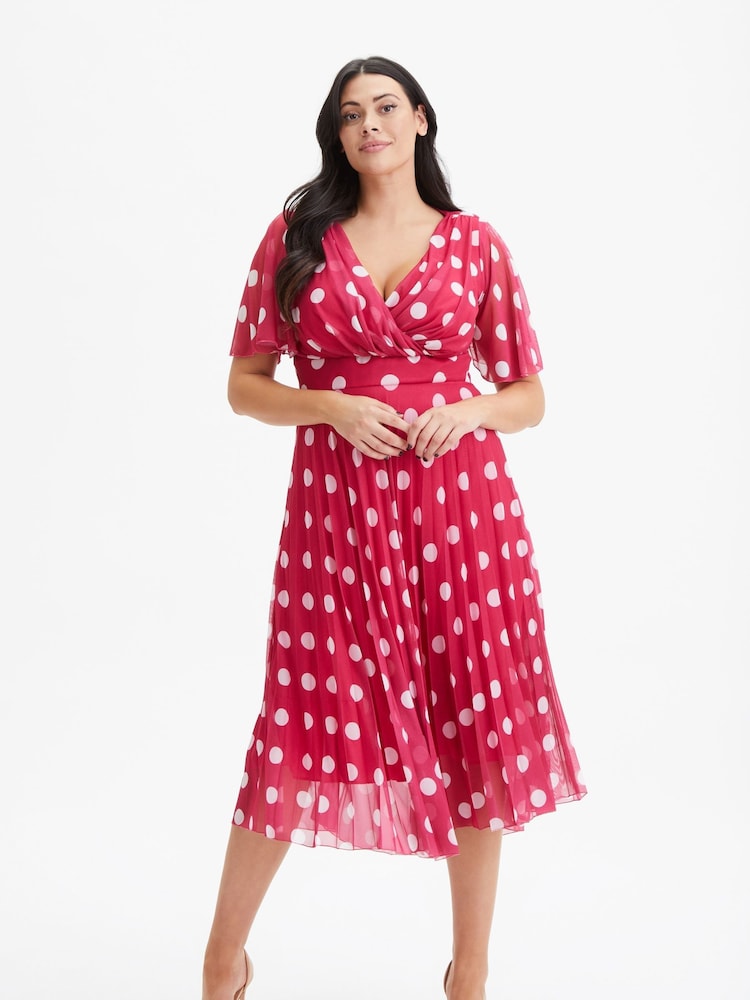 Pink - Scarlett & Jo Carole Sunray Plissiertes Midikleid mit Wickeloberteil - Bild 1 von 4 Pink - Scarlett & Jo Carole Sunray Plissiertes Midikleid mit Wickeloberteil - Bild 1 von 4