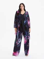 Scarlett & Jo Navy Floral Waterfall Mesh Kimono Cover-up - Image 1 of 1