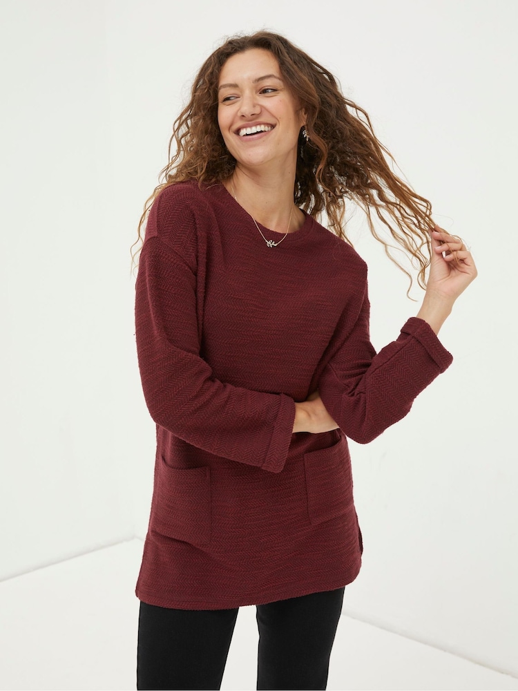 FatFace Red Amari Textured Tunic - Image 1 of 5