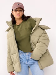 Sage Green Hooded Padded Coat - Image 1 of 6