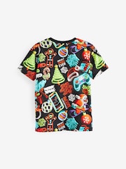Black All Over Print Short Sleeve Christmas T-Shirt (3-16yrs) - Image 6 of 7