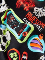 Black All Over Print Short Sleeve Christmas T-Shirt (3-16yrs) - Image 7 of 7