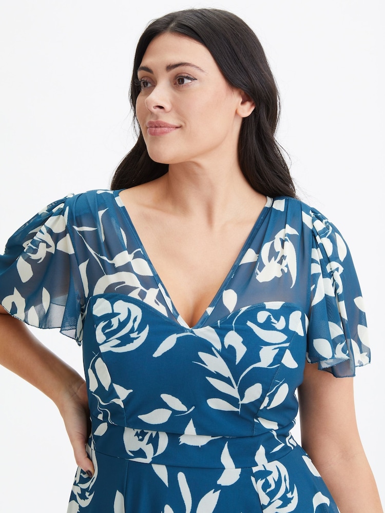 Azul - Vestido con mangas de ángel y escote en forma de corazón Tilly de Scarlett & Jo - Imagen 4 de 4 Azul - Vestido con mangas de ángel y escote en forma de corazón Tilly de Scarlett & Jo - Imagen 4 de 4