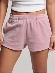Superdry Pink Logo Velour With Linen Shorts - Image 1 of 5