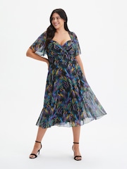 Scarlett & Jo Multi Liz Bolero Wrap Bodice Mesh Long Midi Dress - Image 1 of 4