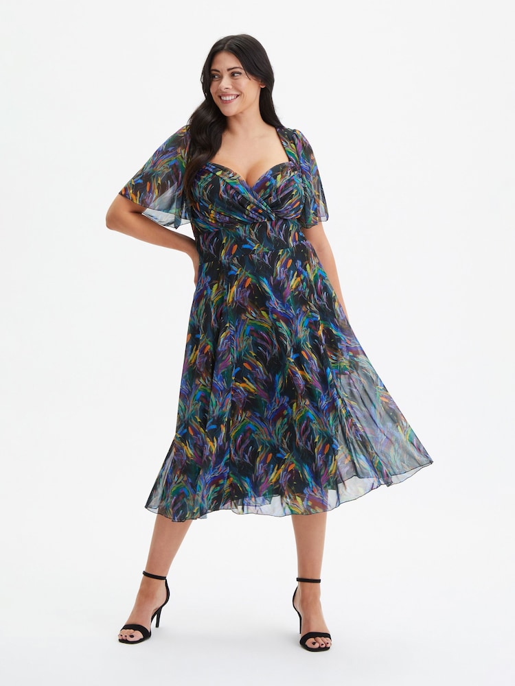 Scarlett & Jo Multi Liz Bolero Wrap Bodice Mesh Long Midi Dress - Image 1 of 4