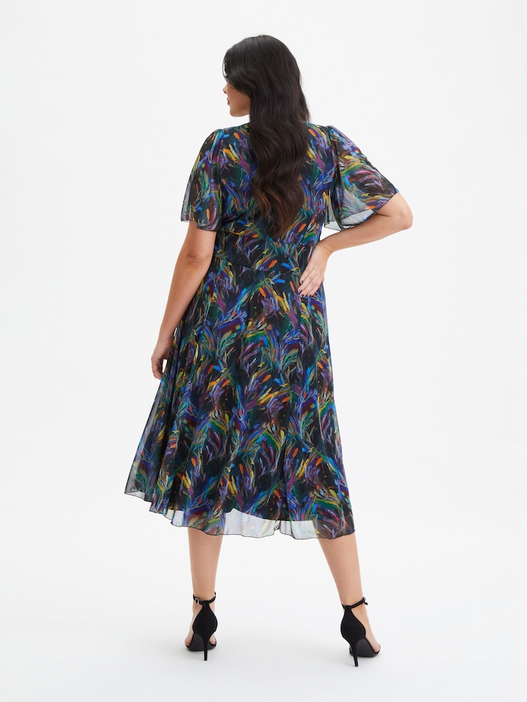 Scarlett & Jo Multi Liz Bolero Wrap Bodice Mesh Long Midi Dress - Image 2 of 4