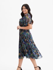 Scarlett & Jo Multi Liz Bolero Wrap Bodice Mesh Long Midi Dress - Image 3 of 4
