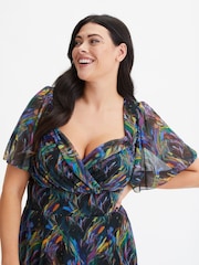 Scarlett & Jo Multi Liz Bolero Wrap Bodice Mesh Long Midi Dress - Image 4 of 4