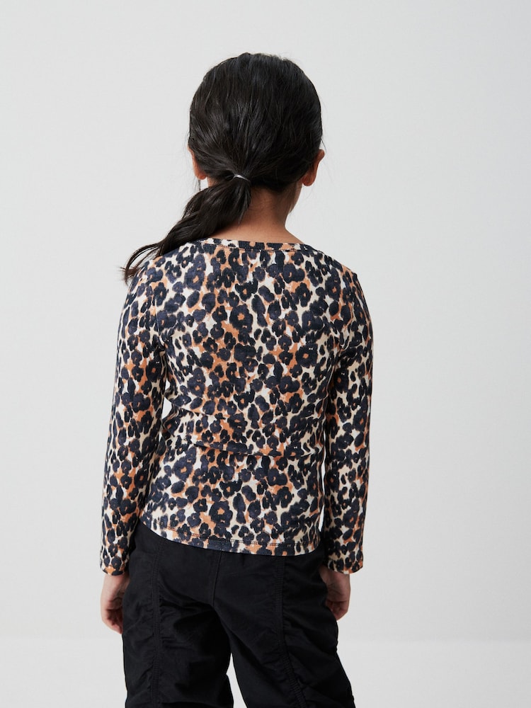 Leopard Print Long Sleeve Ribbed Top (3-16yrs) - Image 2 of 6