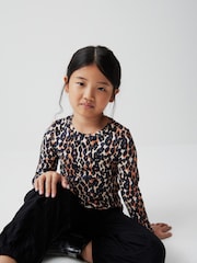 Leopard Print Long Sleeve Ribbed Top (3-16yrs) - Image 3 of 6