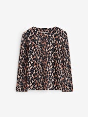 Leopard Print Long Sleeve Ribbed Top (3-16yrs) - Image 4 of 6