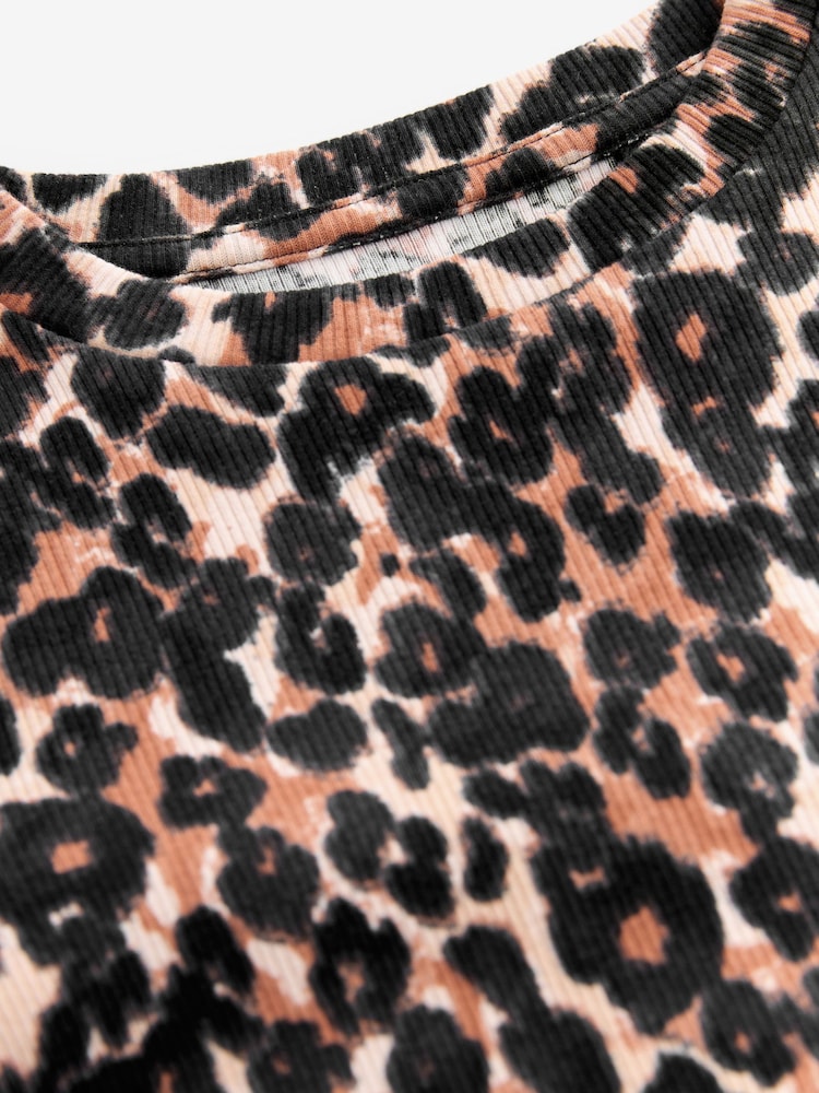 Leopard Print Long Sleeve Ribbed Top (3-16yrs) - Image 6 of 6
