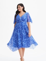 Scarlett & Jo Blue Floral Julie Hanky Hem Dress - Image 1 of 4
