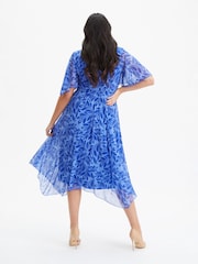 Scarlett & Jo Blue Floral Julie Hanky Hem Dress - Image 3 of 4