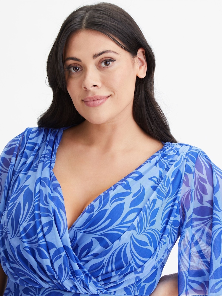 Scarlett & Jo Blue Floral Julie Hanky Hem Dress - Image 4 of 4