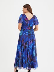 Scarlett & Jo Blue Rose Curve Isabelle Angel Sleeve Maxi Dress - Image 2 of 2