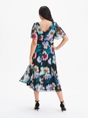 Scarlett & Jo Black Floral Victoria Angel Sleeve Mesh Midi Dress - Image 2 of 4