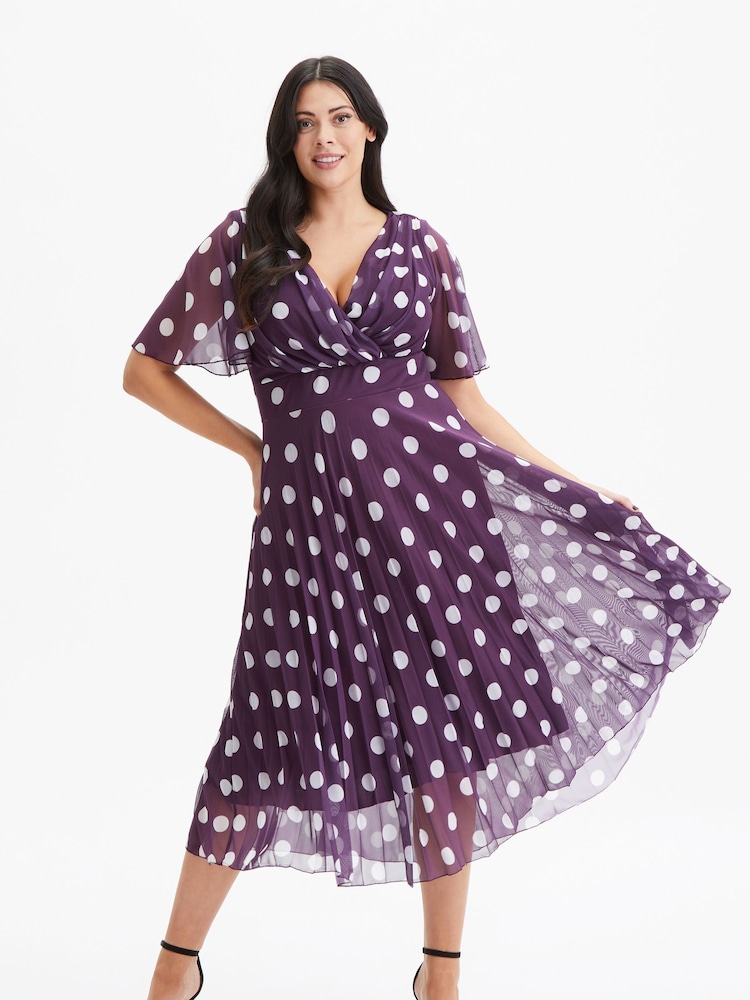 Lila - Scarlett & Jo Carole Sunray Plissiertes Midikleid mit Wickeloberteil - Bild 1 von 4 Lila - Scarlett & Jo Carole Sunray Plissiertes Midikleid mit Wickeloberteil - Bild 1 von 4