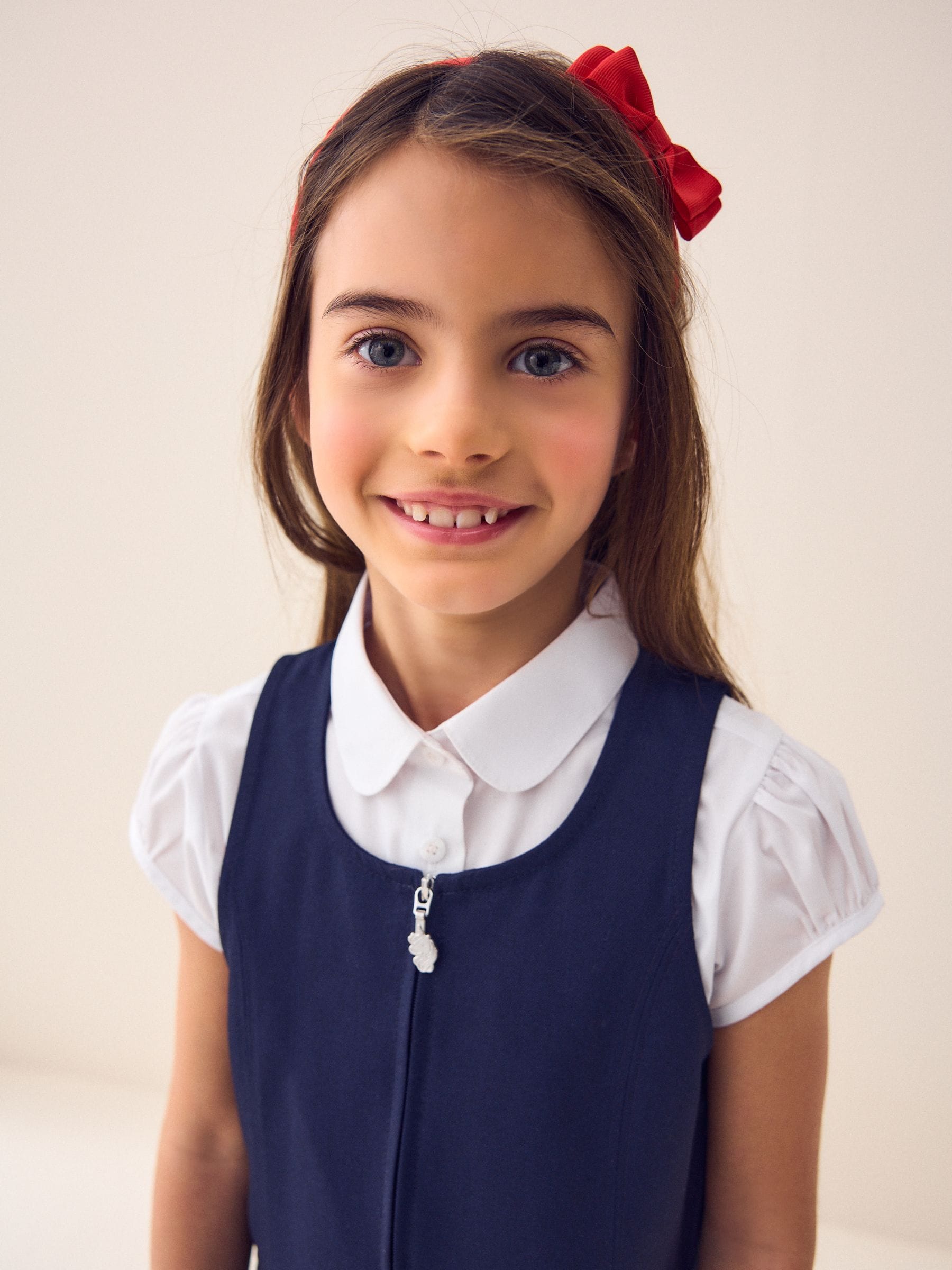 Buy Navy Embroidered Zip Front Pinafore School Dress (3-14yrs
