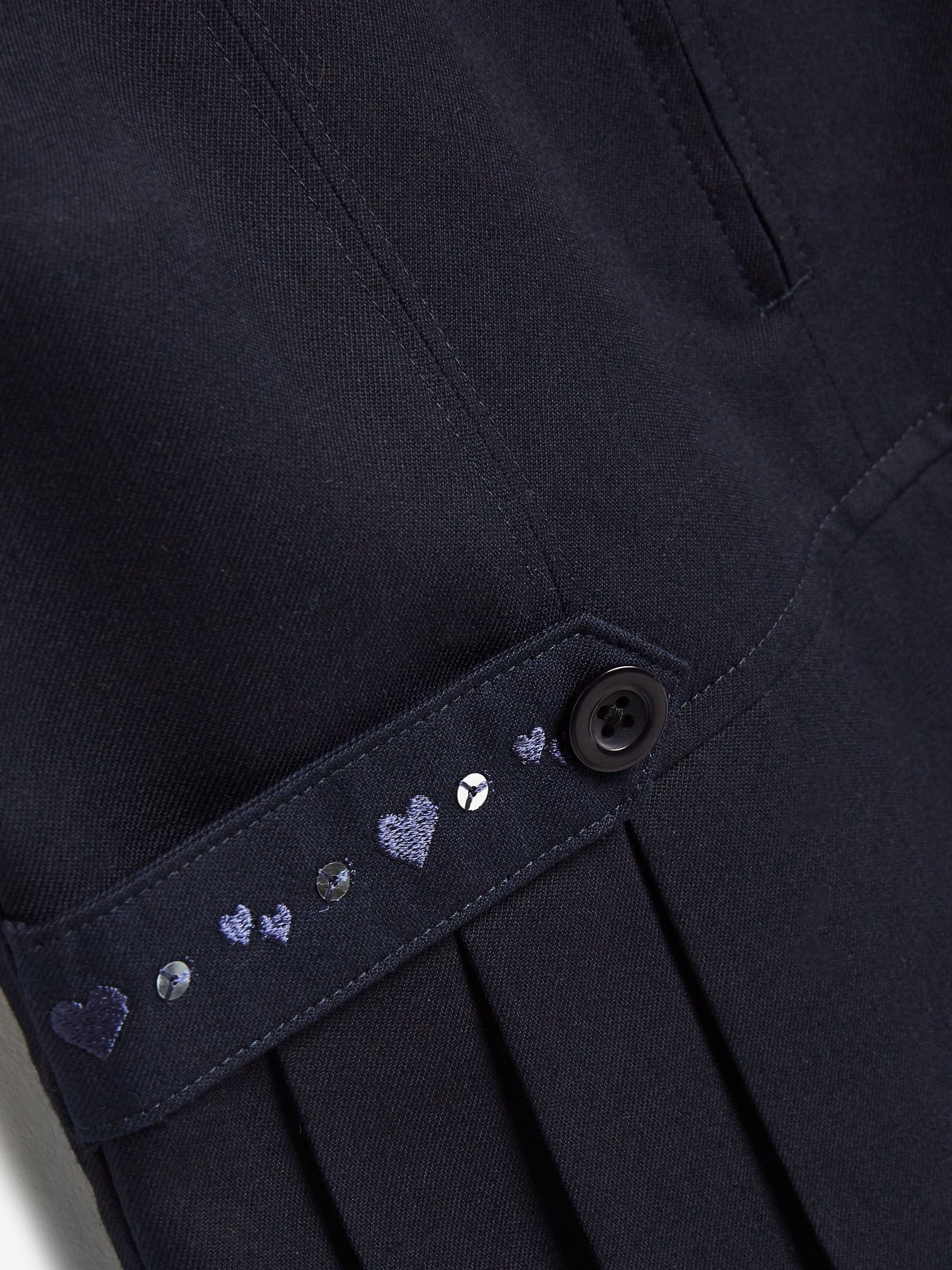 Buy Navy Embroidered Zip Front Pinafore School Dress (3-14yrs