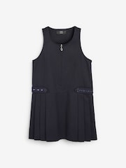 Navy Embroidered Zip Front Pinafore School Dress (3-14yrs) - Image 6 of 10