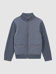 Reiss Airforce Blue Amos Junior Hybrid Zip-Through Quilted jacket - Image 2 of 6