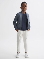 Reiss Airforce Blue Amos Junior Hybrid Zip-Through Quilted jacket - Image 3 of 6