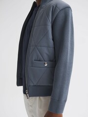 Reiss Airforce Blue Amos Junior Hybrid Zip-Through Quilted jacket - Image 4 of 6