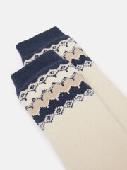 Joules Women's Chalet Cream Fairisle Pattern Fleece Lined Socks (size 4-8) - Image 2 of 3