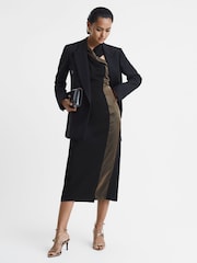 Reiss Black/Bronze Carla Metallic Stripe Bodycon Midi Dress - Image 3 of 5